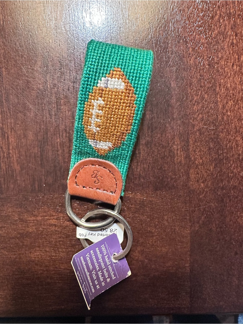Green Football Key Fob Wristlet
